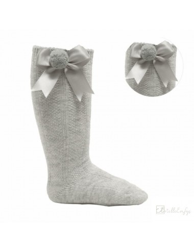 Grey Knee High Socks With...