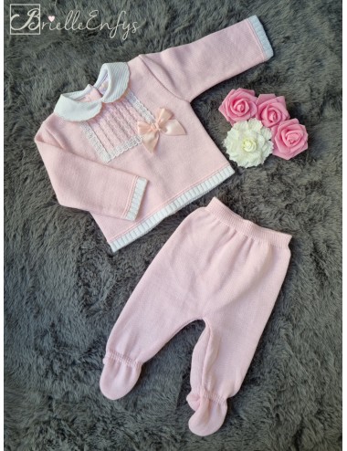 Pink Knit Cable Bow And...