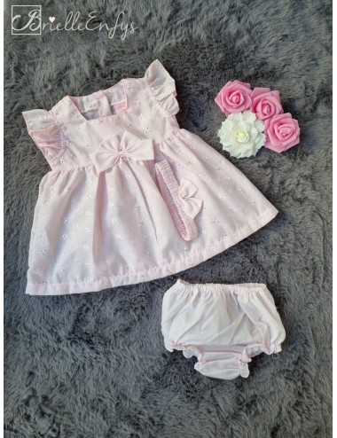 Pink Broderie Bows Dress Set