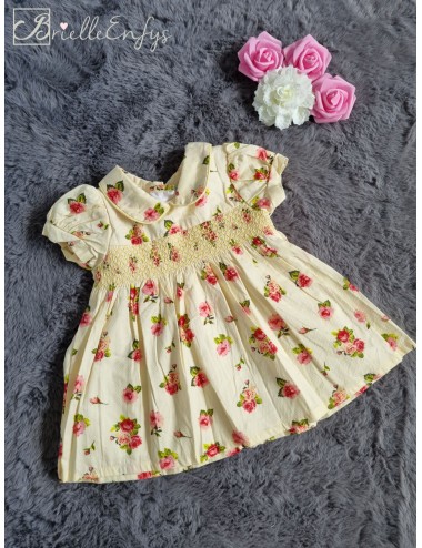 Lemon Floral Smocked Dress