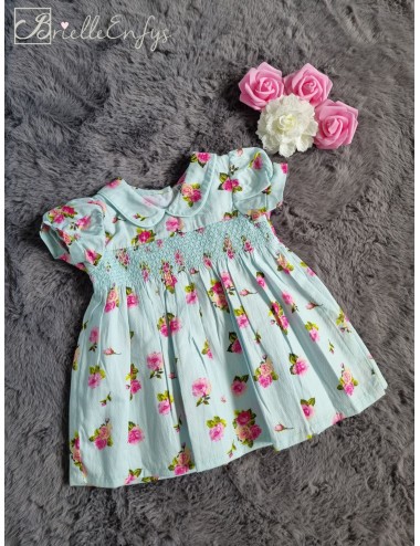 Mint Floral Smocked Dress