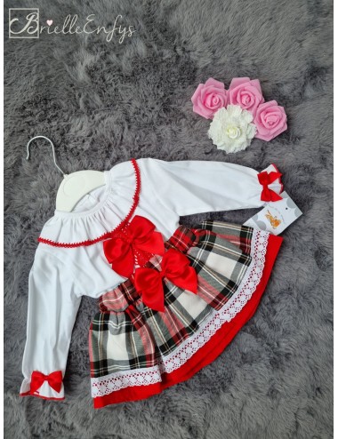 Tartan Skirt With Blouse Set