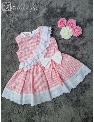 Gingham Dress With Lace And...