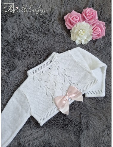 Pex White Cardigan With Bow