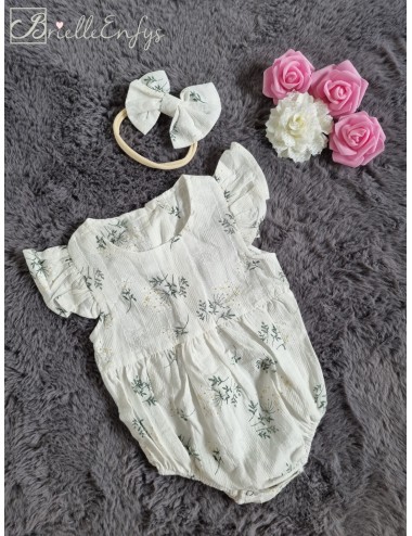 White Floral Romper With...