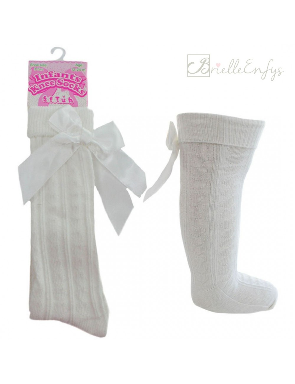 BABY GIRLS BOW RIBBON SOCKS 0/24 MONTHS-2/6 Y'RS-WHITE/CREAM/RED/NAVY/BEIGE/PINK 