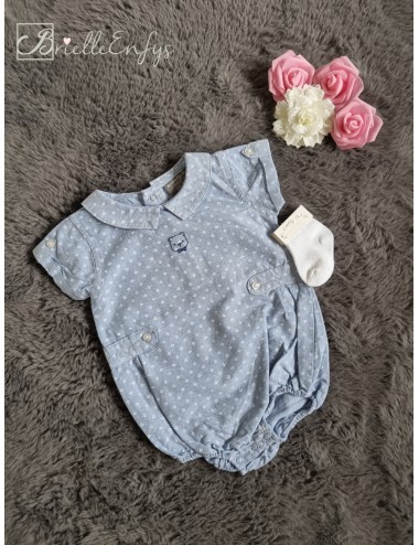 Blue Bear Romper With White...