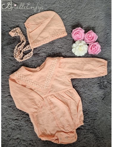 Peach Romper With Criss...