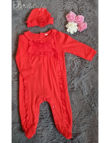 Red Sleepsuit With Frill,...